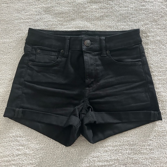 American Eagle Outfitters Black Jean Shorts High-Waisted - Picture 1 of 3